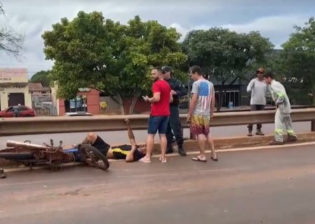 Motociclista fica ferido ao ser atropelado por caminhão BR-163, em Nova Alvorada do Sul