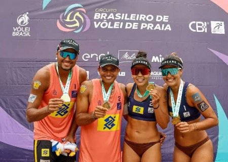 Atletas de MS brilham com ouro e prata em etapa do circuito de vôlei de praia